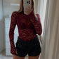 Lace Long Sleeve Top - Wine
