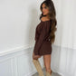 SERENA Long Sleeve Slinky Dress - Chocolate
