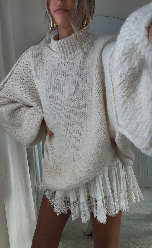 Oversized Knit Jumper - Sand