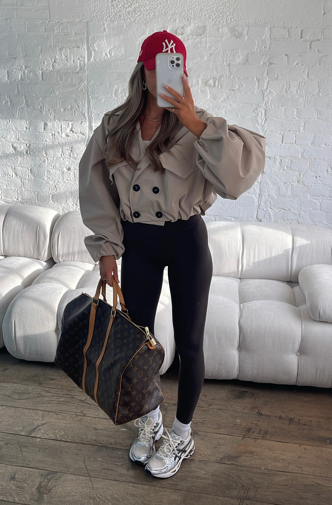 Balloon Sleeve Cropped Trench - Cream