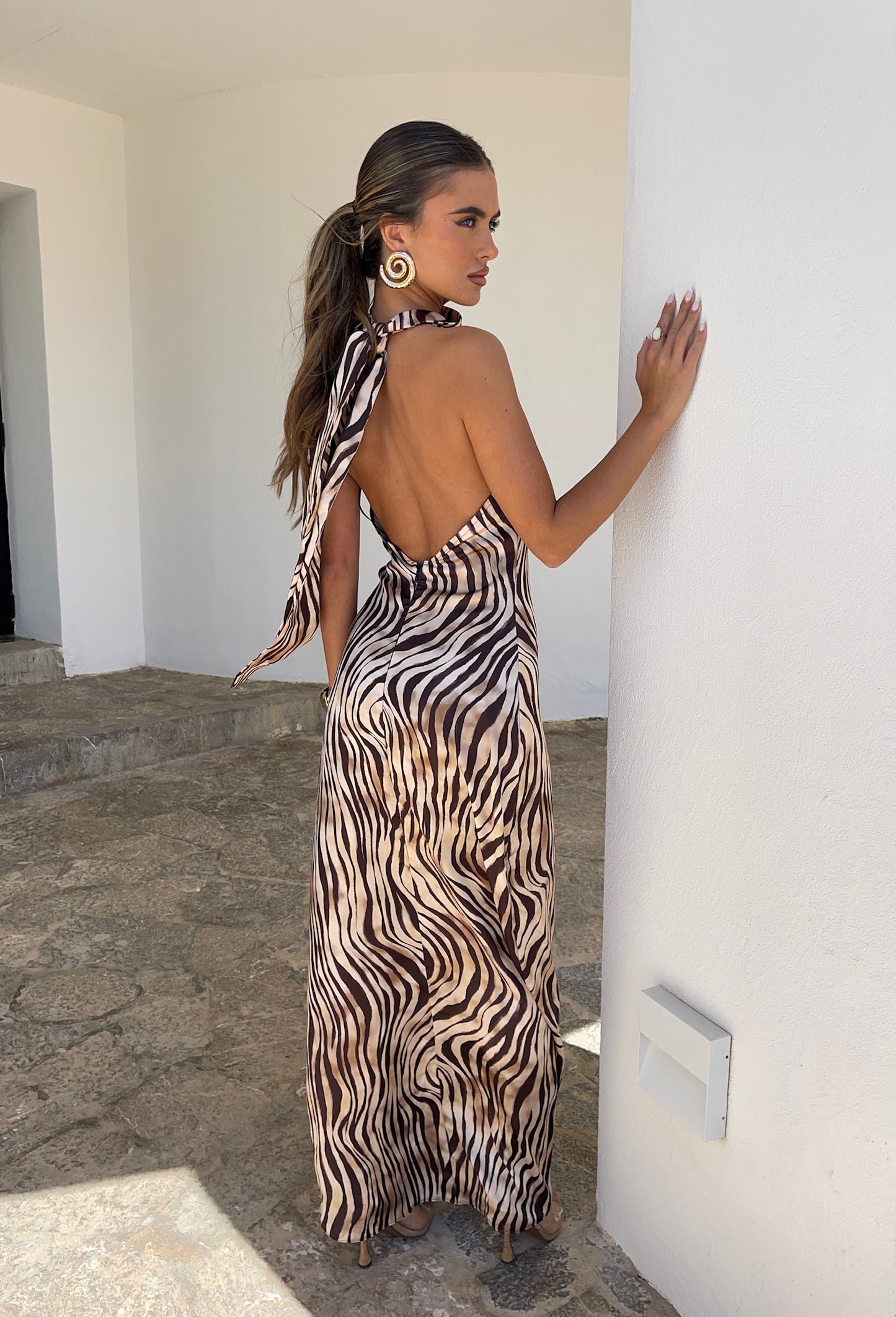 Cavalli Halterneck Maxi Dress - Desert