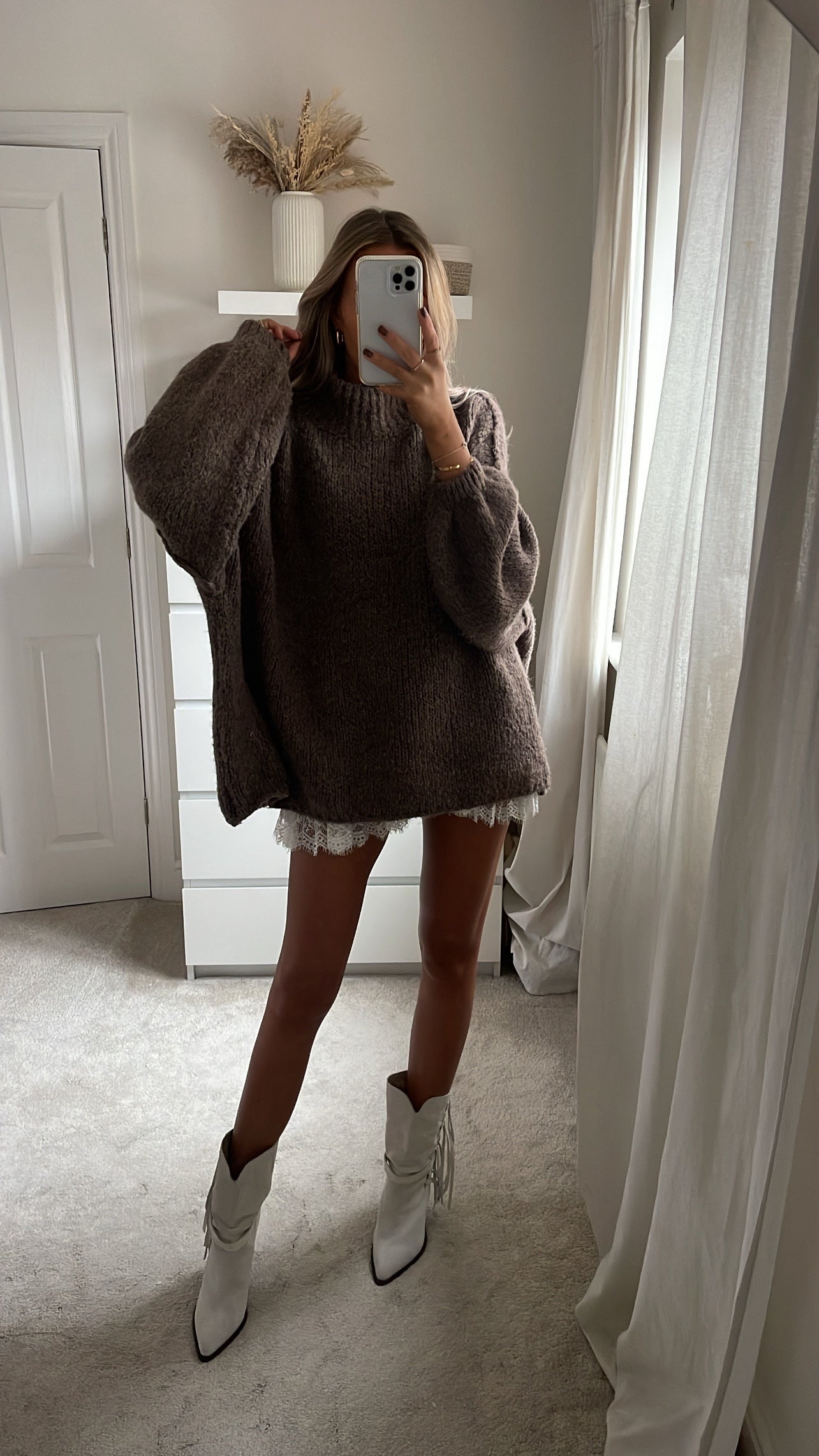 Oversized Knit Jumper - Brown