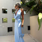Riviera Plunge Maxi Dress - Blue