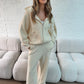 Hooded Knit Tracksuit - Cream
