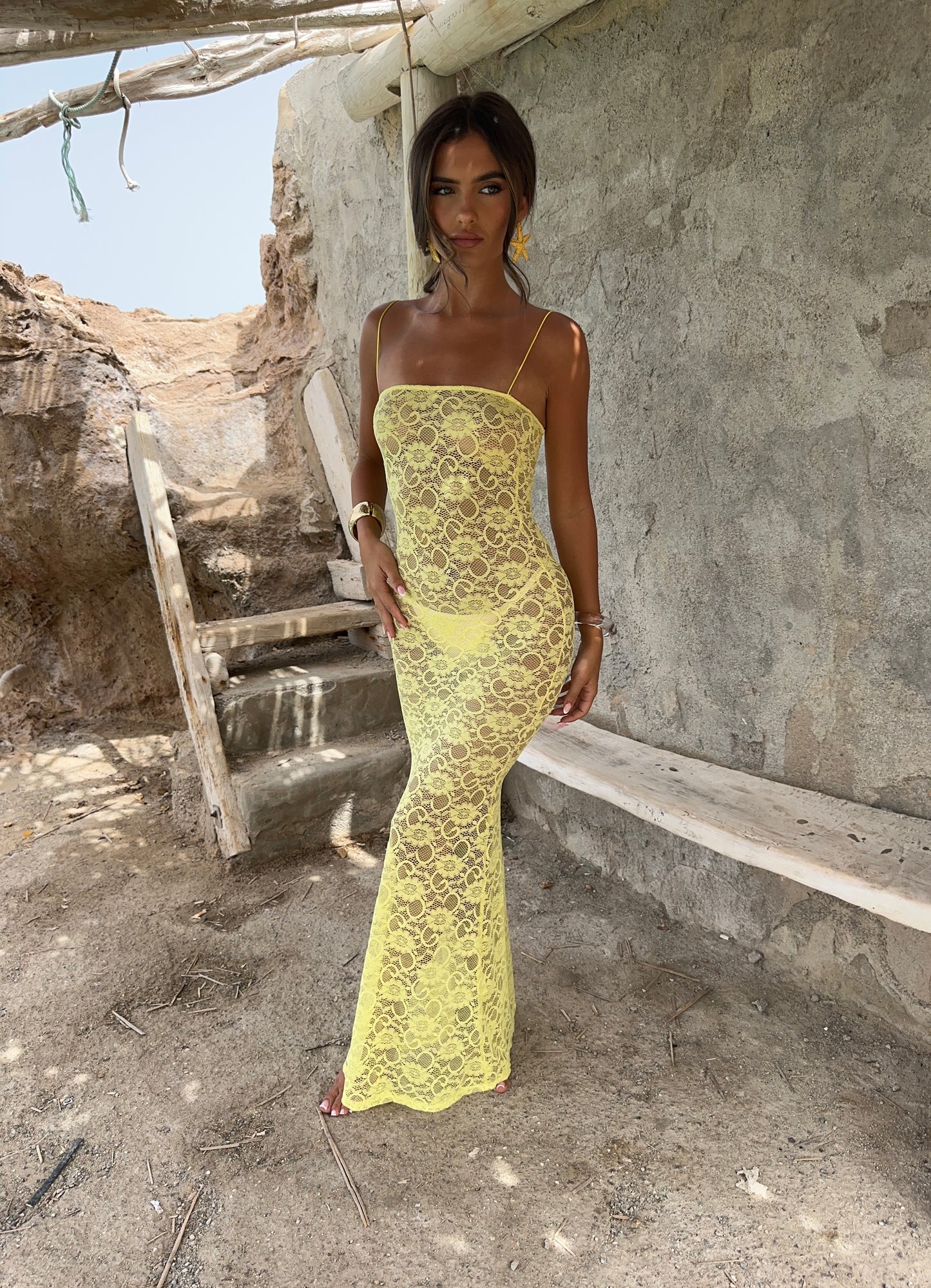 Sorrento Lace Dress - Lemon