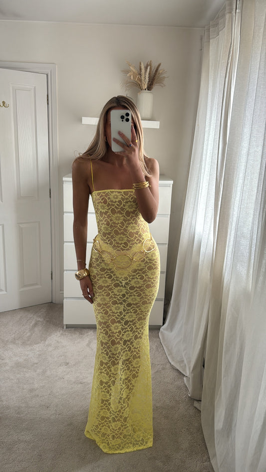 Sorrento Lace Dress - Lemon