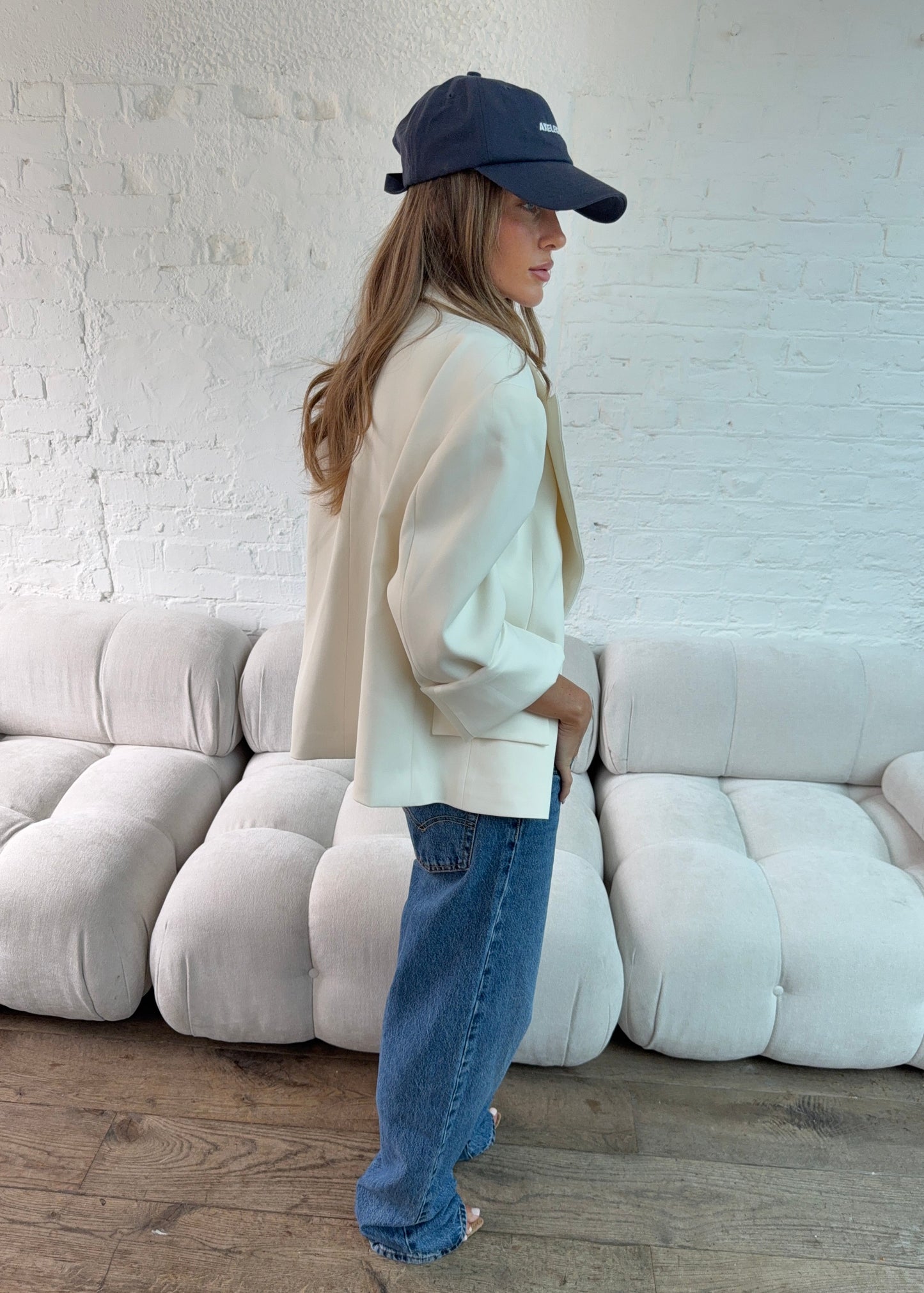 Oversized Boxy Fit Blazer - Cream