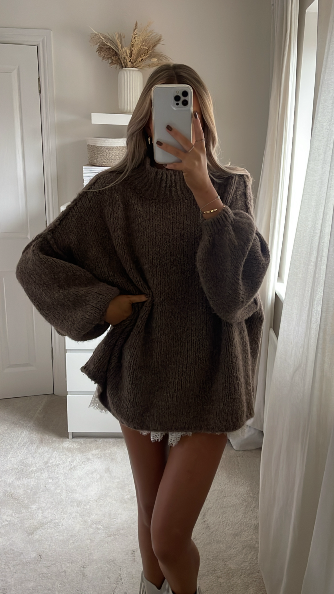 Oversized Knit Jumper - Brown