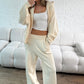 Hooded Knit Tracksuit - Cream