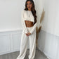 Towelling Cropped Cardigan - Cream