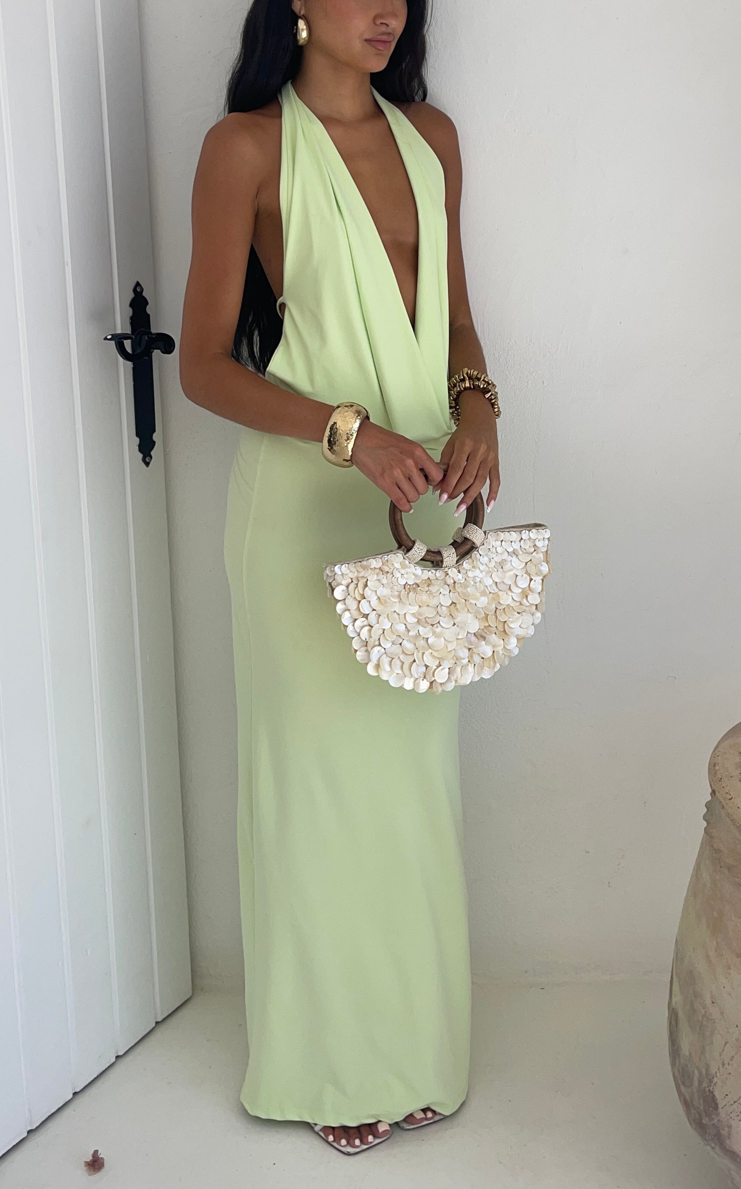 Riviera Plunge Maxi Dress - Mint