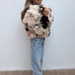 Faux Fur Jacket - Cow Print