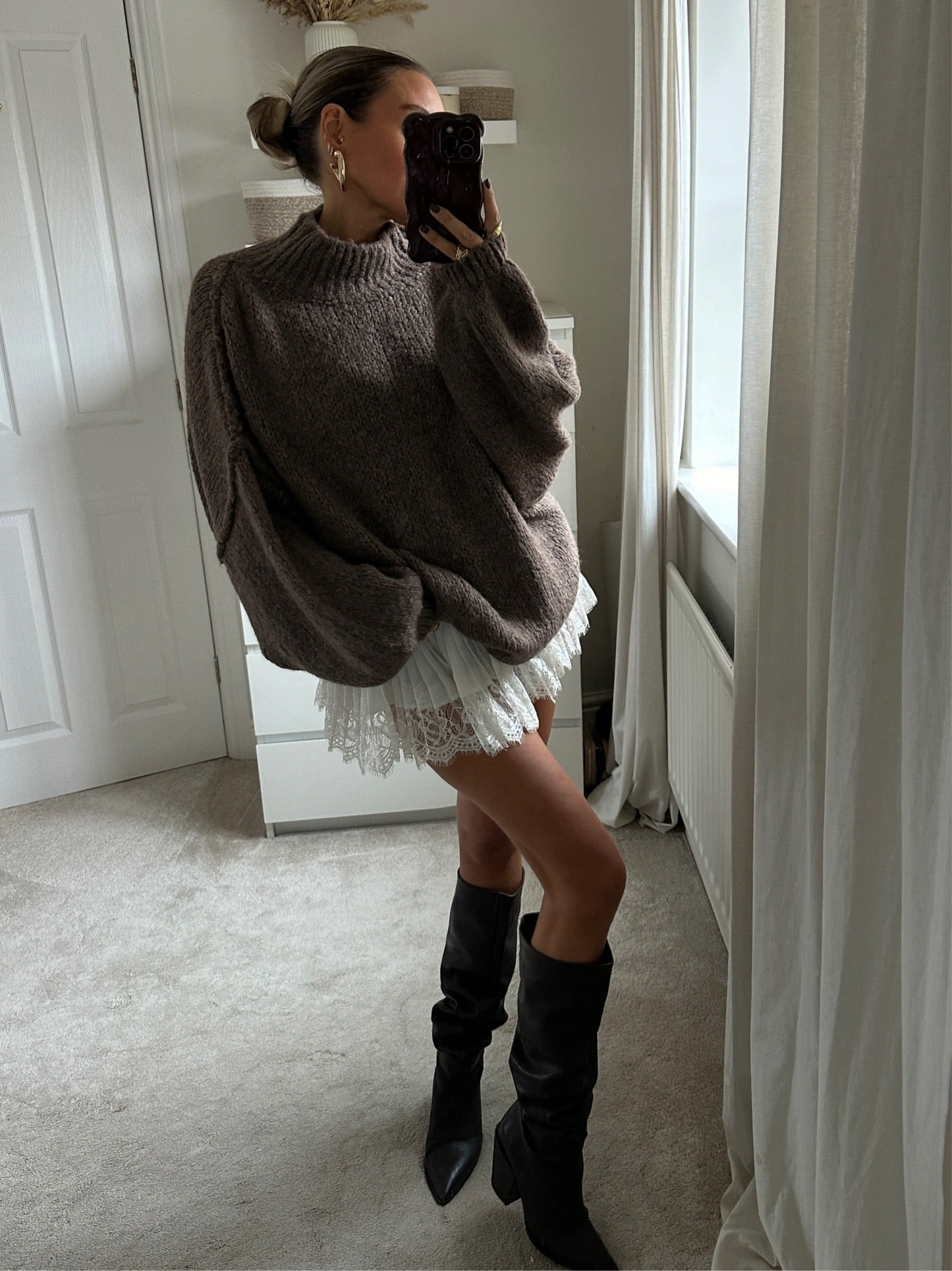 Oversized Knit Jumper - Brown