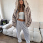 Hooded Faux Fur Jacket - Grey