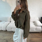 Suede Style Oversized Jacket - Khaki