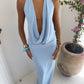 Riviera Plunge Maxi Dress - Blue