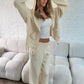 Hooded Knit Tracksuit - Cream