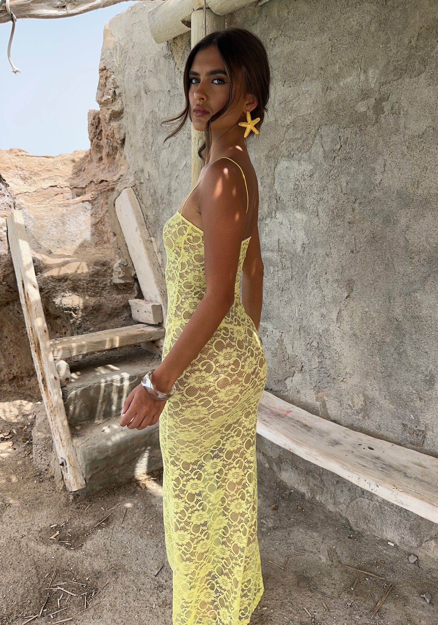 Sorrento Lace Dress - Lemon