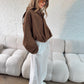 Suede Style Oversized Jacket - Chocolate