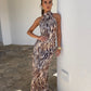 Cavalli Halterneck Maxi Dress - Desert