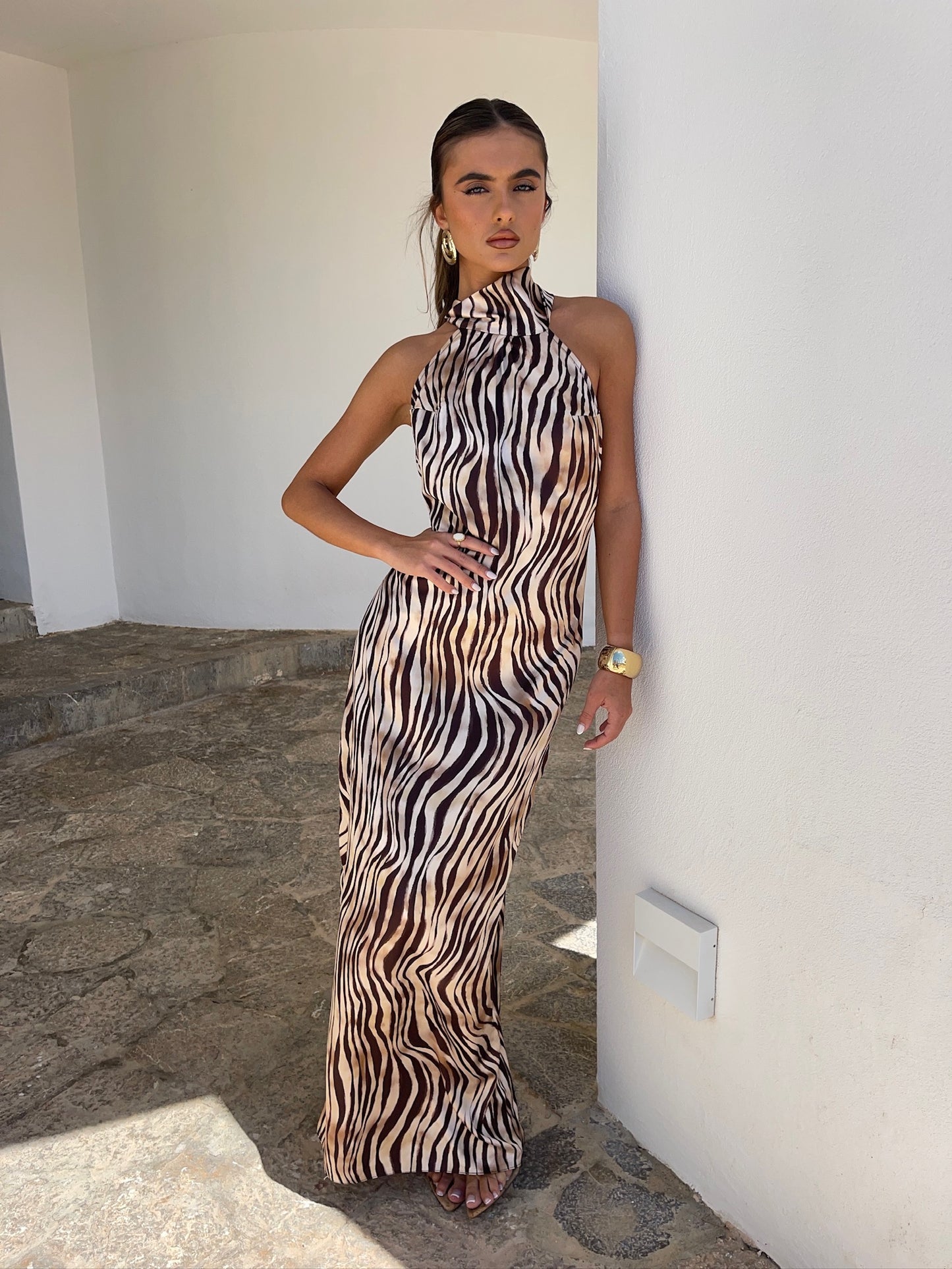 Cavalli Halterneck Maxi Dress - Desert