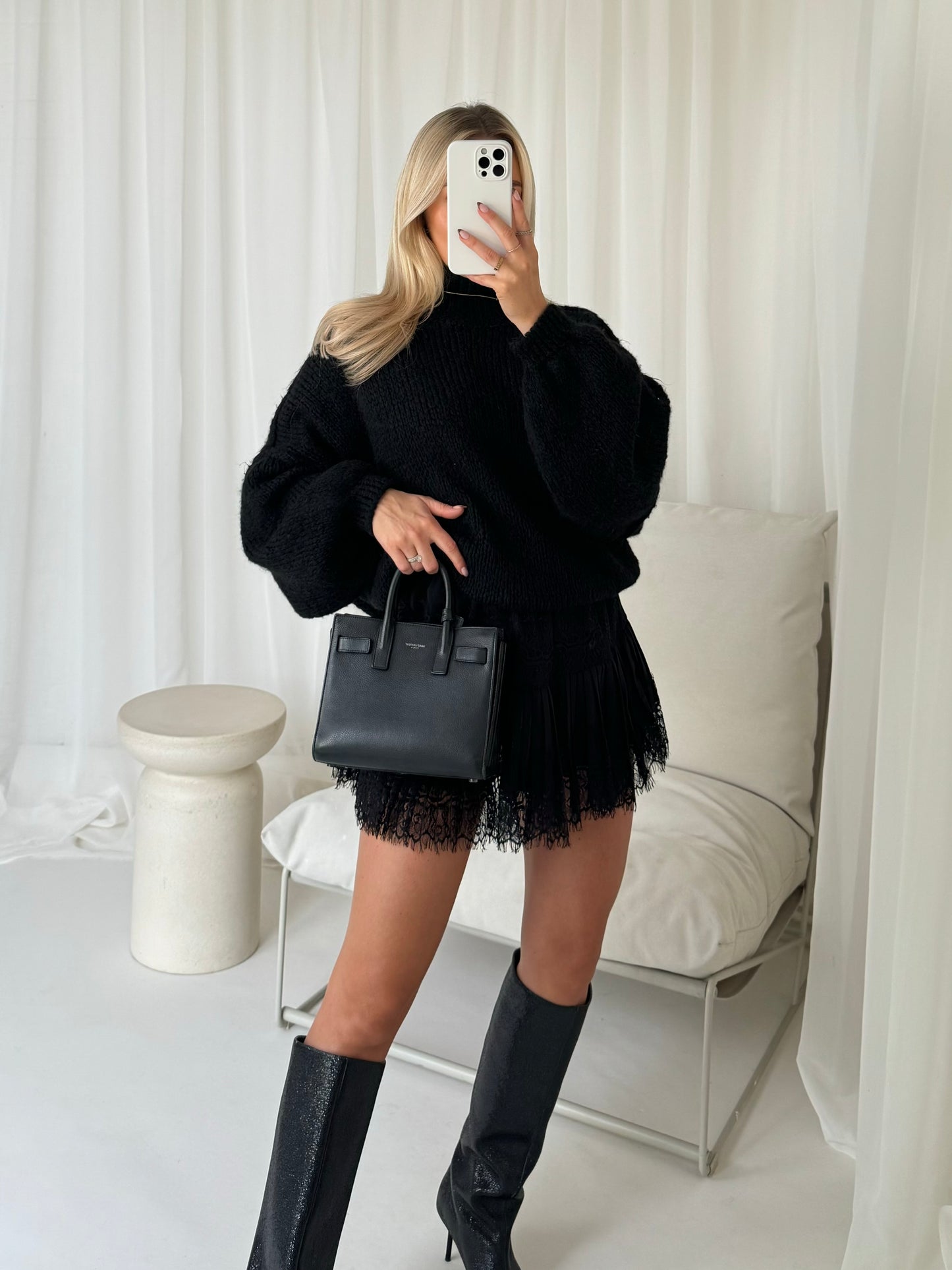 Aura Lace Skirt - Black