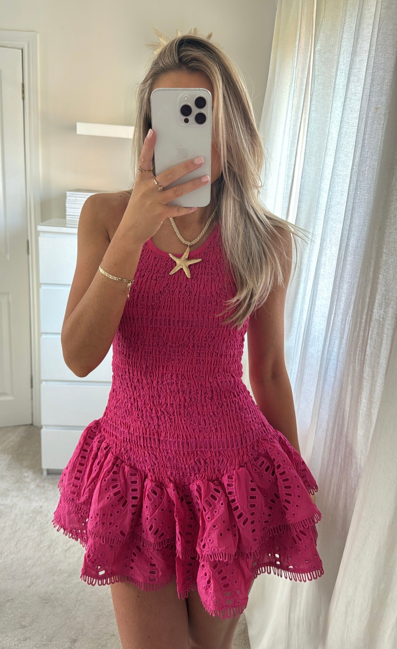 Janeiro Frill Dress - Fuchsia