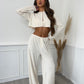 Towelling Cropped Cardigan - Cream