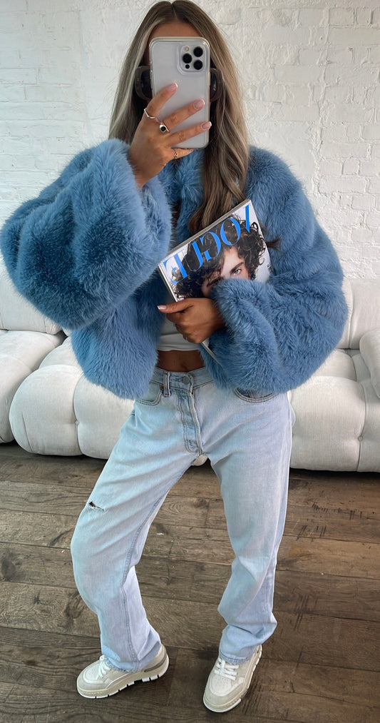 Faux Fur Jacket - Blue