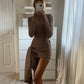 ASPEN Shimmer Tie Dress - Rose Gold
