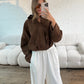 Suede Style Oversized Jacket - Chocolate