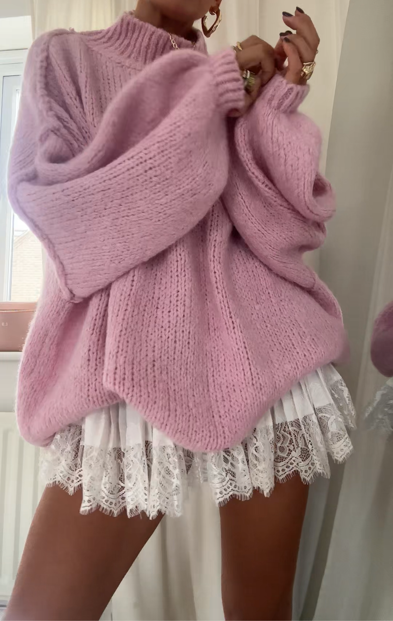 Oversized Knit Jumper - Baby Pink