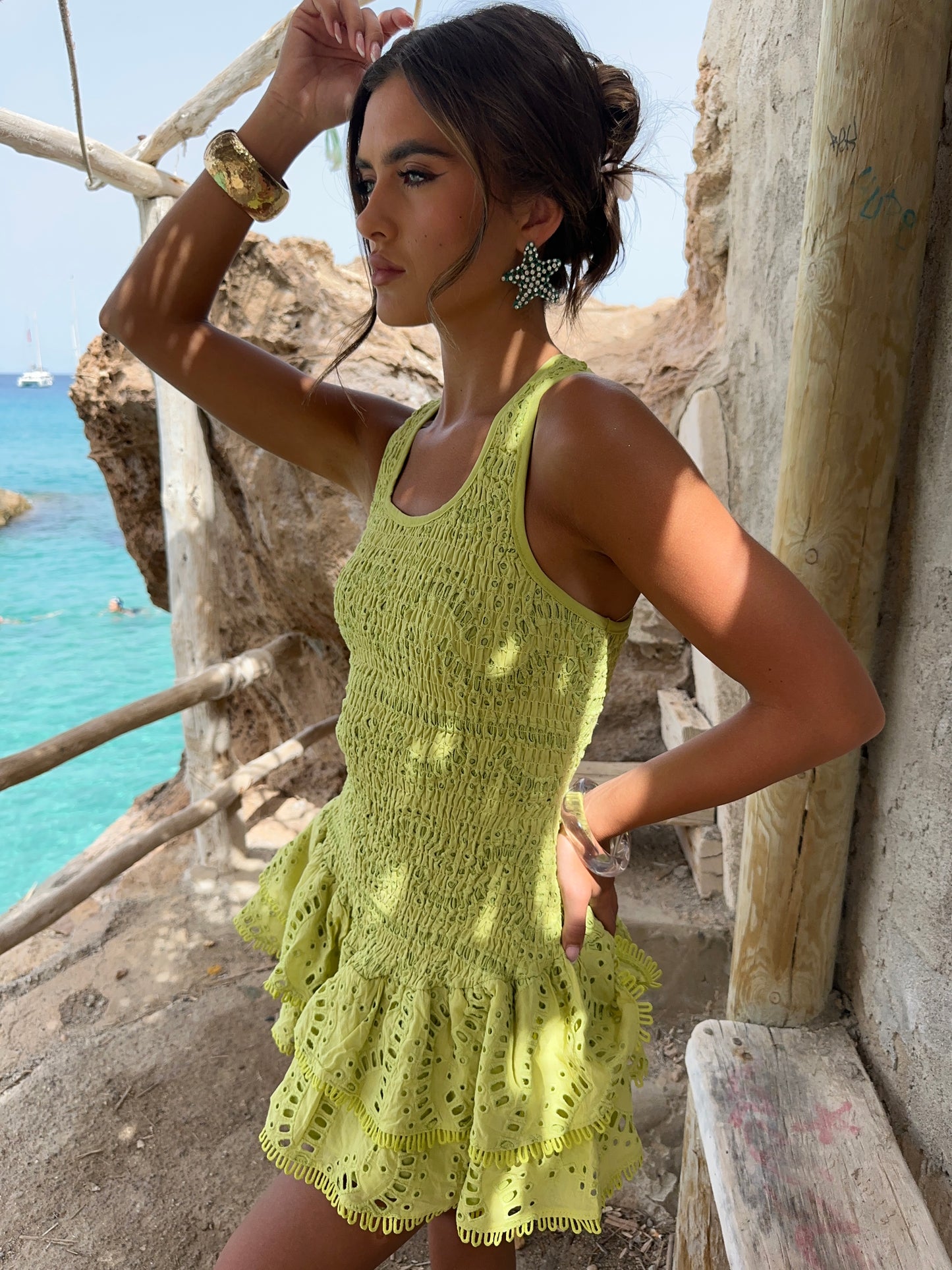 Janeiro Frill Dress - Lime