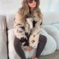 Faux Fur Jacket - Cow Print