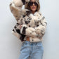 Faux Fur Jacket - Cow Print