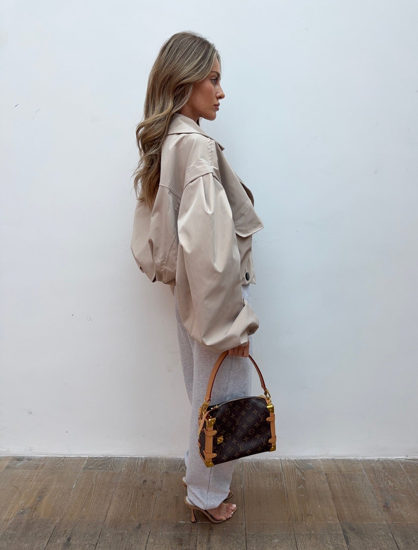 Balloon Sleeve Cropped Trench - Cream