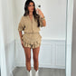 Camel Tulum Frill Shorts Set