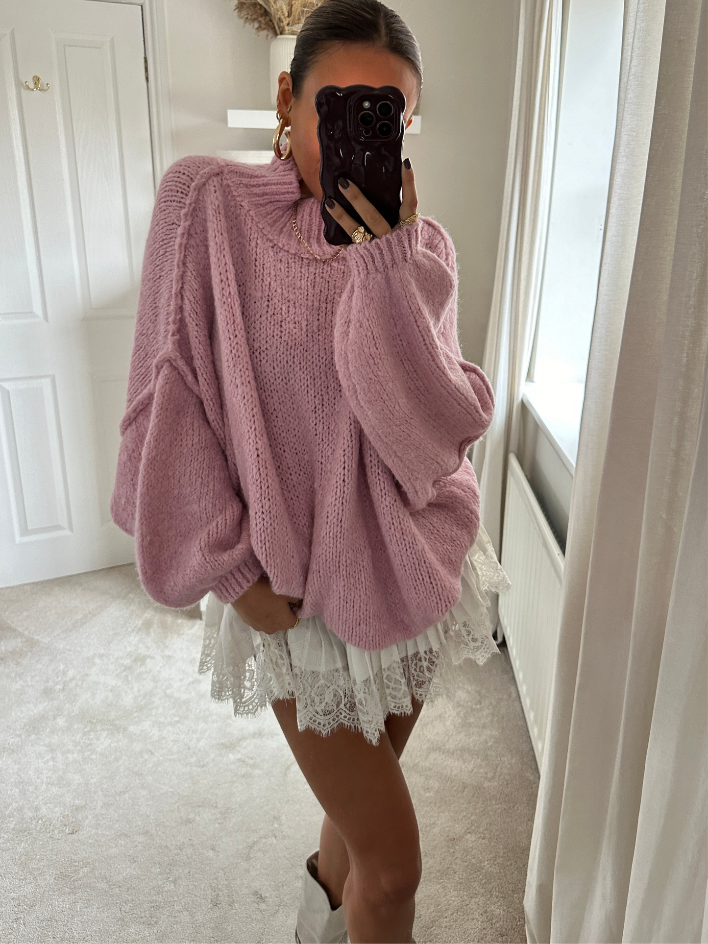 Oversized Knit Jumper - Baby Pink