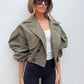 Balloon Sleeve Cropped Trench - Khaki