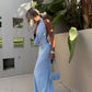 Riviera Plunge Maxi Dress - Blue