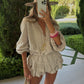 Tulum Frill Shorts Set - Taupe