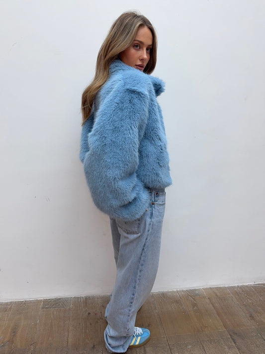 Faux Fur Jacket - Blue