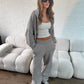 Hooded Knit Tracksuit - Grey