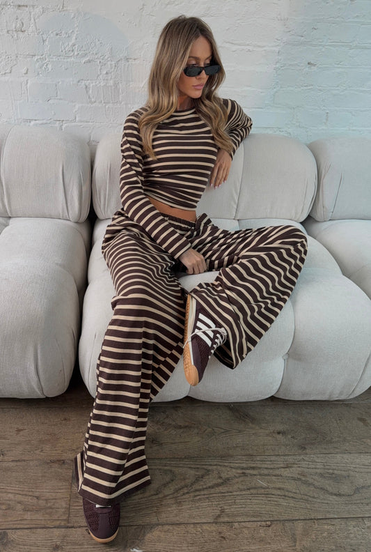 Stripe Loungewear Tracksuit - Brown