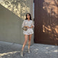 Taupe Tulum Frill Shorts Set