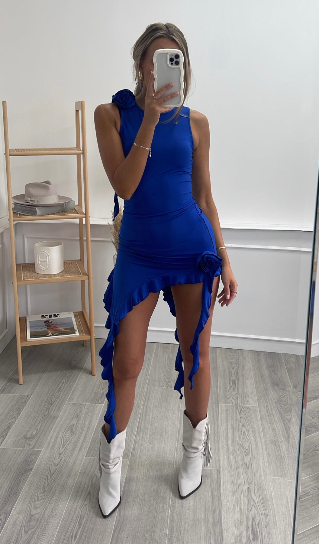 Corsage frill dress - Blue