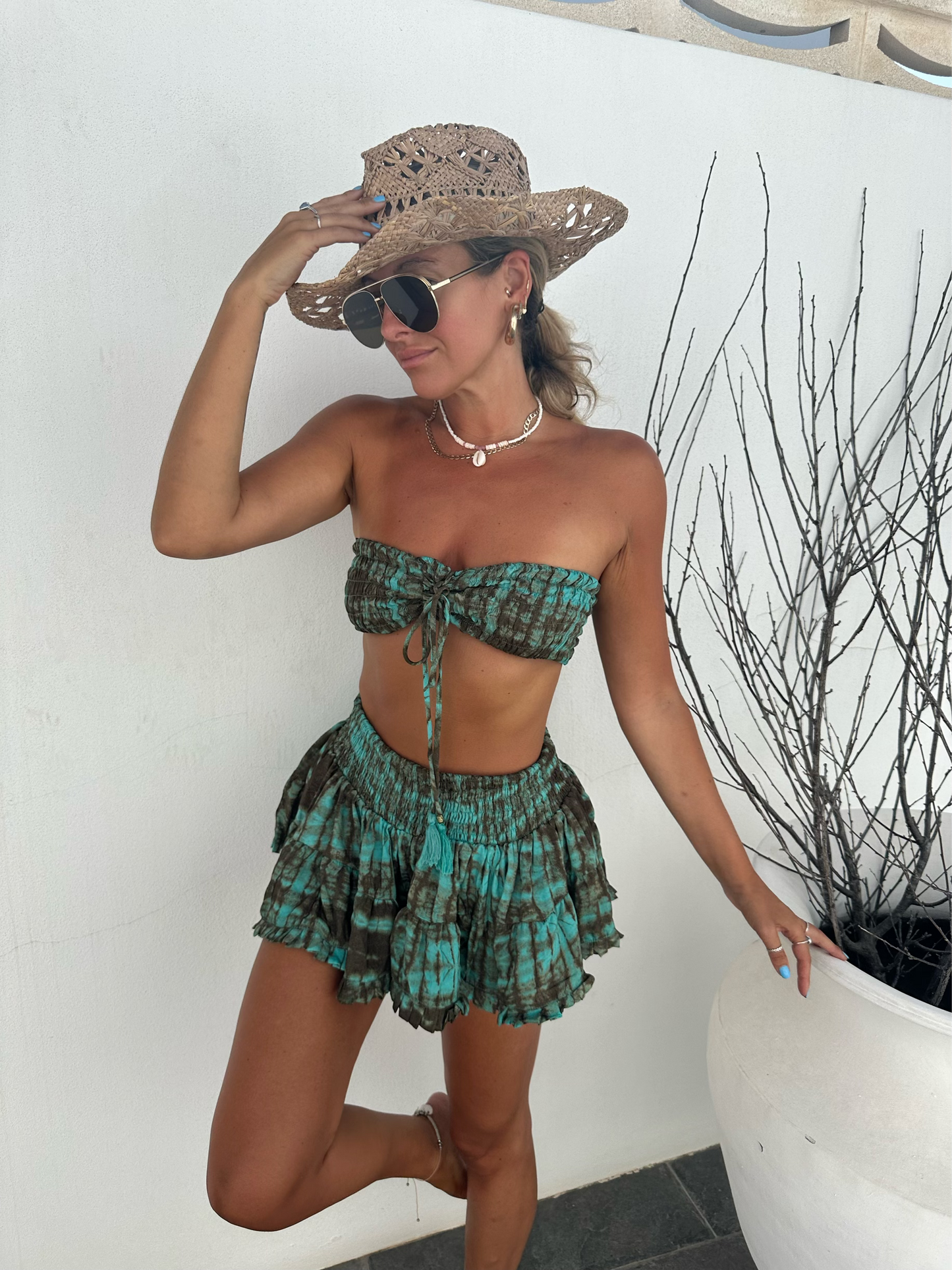 Bali Skirt Co-Ord - Aqua