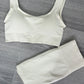 Seamless Ribbed Active Shorts Set- Cream