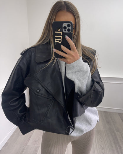 Lexie PU Leather Jacket- Black