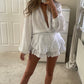 White Tulum Frill Shorts Set